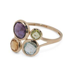 GEMOLIO Gold/Multi Gemstone 14kt Gold Multi Gemstone Bezel Ring